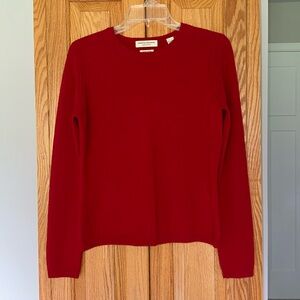 Valerie Stevens 100% cashmere crew-neck red sweater size S made in Hong Kong